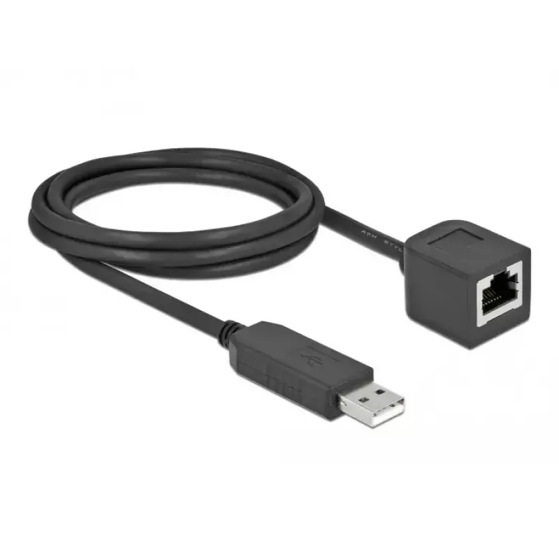 DeLOCK 64165 USB 2.0 Type-A uz RS-232 RJ45 seriālais kabelis 2m melns