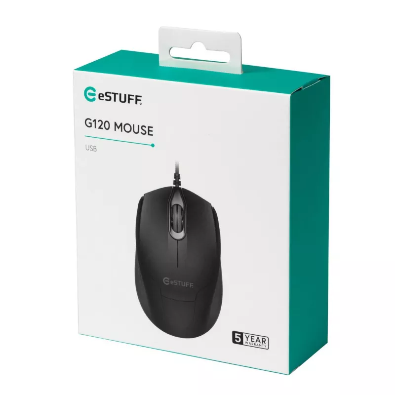 eSTUFF GLB213002 optiskā pele, ambidextrous, USB-A, 1200 DPI