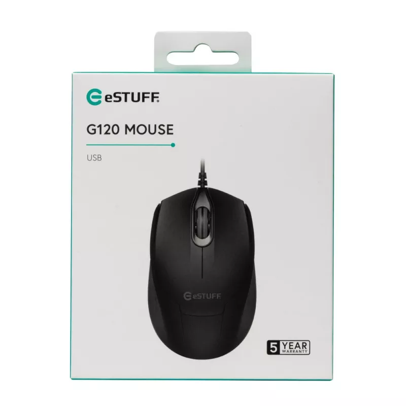 eSTUFF GLB213002 optiskā pele, ambidextrous, USB-A, 1200 DPI