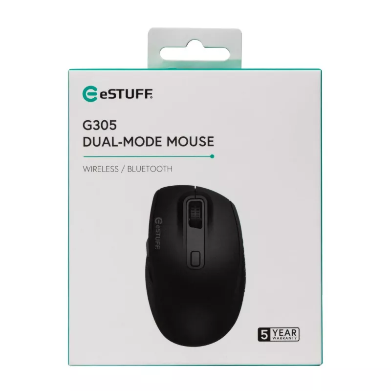 eSTUFF GLB214002 pele Office labā roka RF Bezvadu + Bluetooth IR LED 1800 DPI