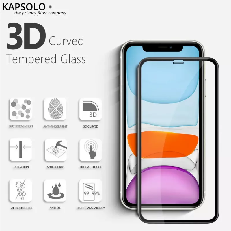 Rūdīta stikla ekrāna aizsargs Kapsolo iPhone 13 / iPhone 14 Max — izliekts 9H, der līdz 15,5 cm (6,1 collu)