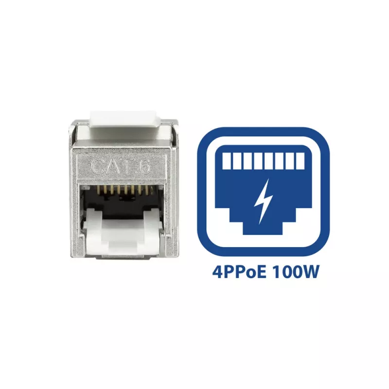 ACT Keystone Jack RJ45 CAT6 Ekranēts Bezinstrumentu ar Aizvaru Sudrabbalts