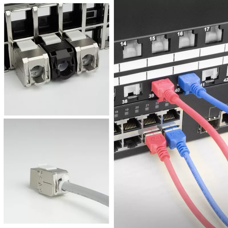 ACT Keystone Jack RJ45 CAT6 Ekranēts Bezinstrumentu ar Aizvaru Sudrabbalts