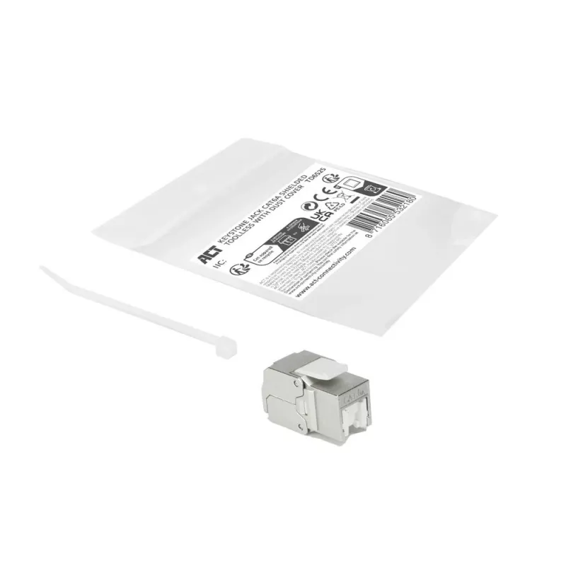 ACT Keystone Jack RJ45 CAT6A ekranēts bezinstrumentu ar putekļu vāciņu
