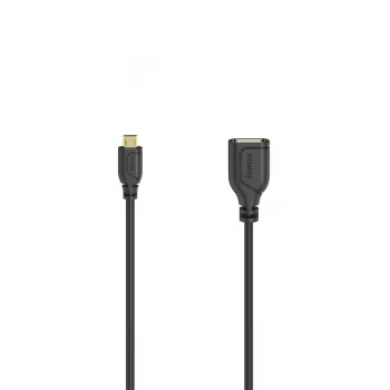 Hama Flexi-Slim USB kabelis USB 2.0 0.15 m Micro-USB A USB A Melns