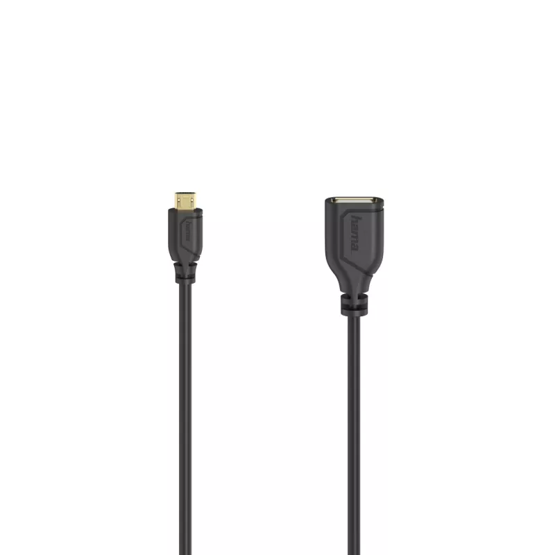 Hama Flexi-Slim USB kabelis USB 2.0 0.15 m Micro-USB A USB A Melns