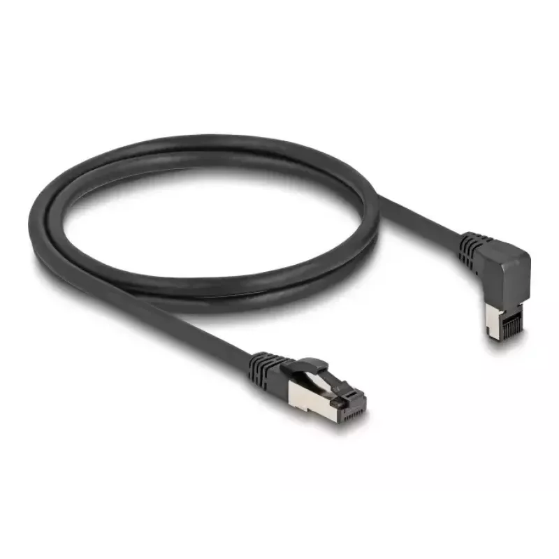Tīkla kabelis DeLOCK RJ45 Cat.8.1 90° uz augšu leņķveida 10m Melns