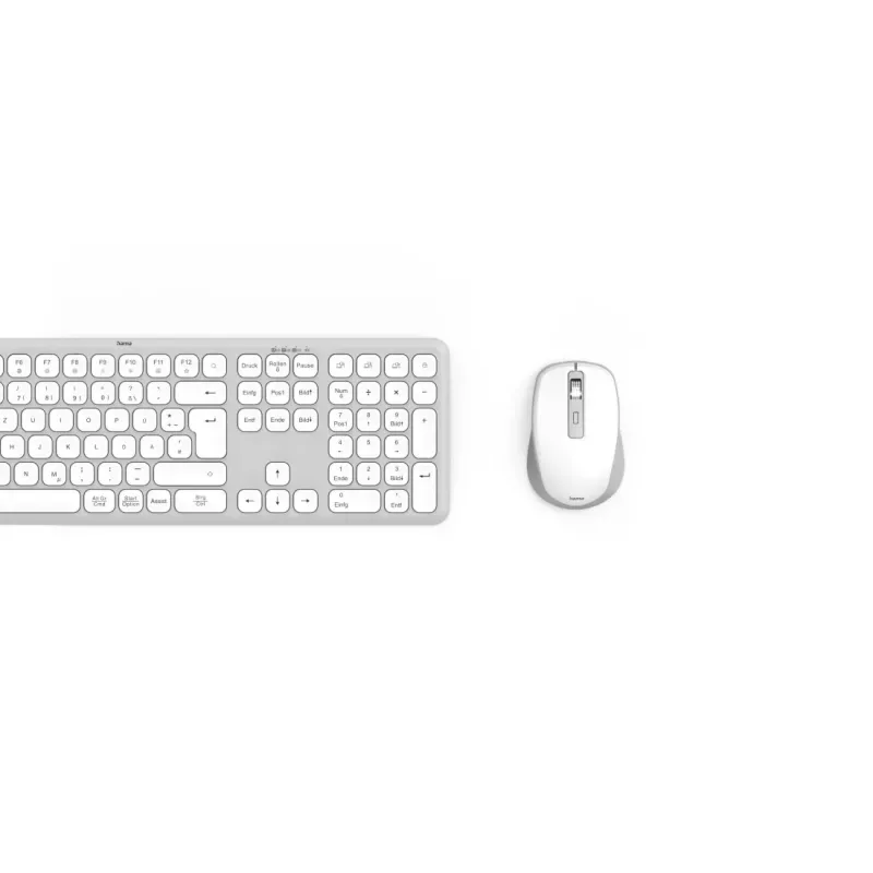 Hama WKM-550 bezvadu tastatūras un peles komplekts RF + Bluetooth, QWERTZ, pelēks/balts