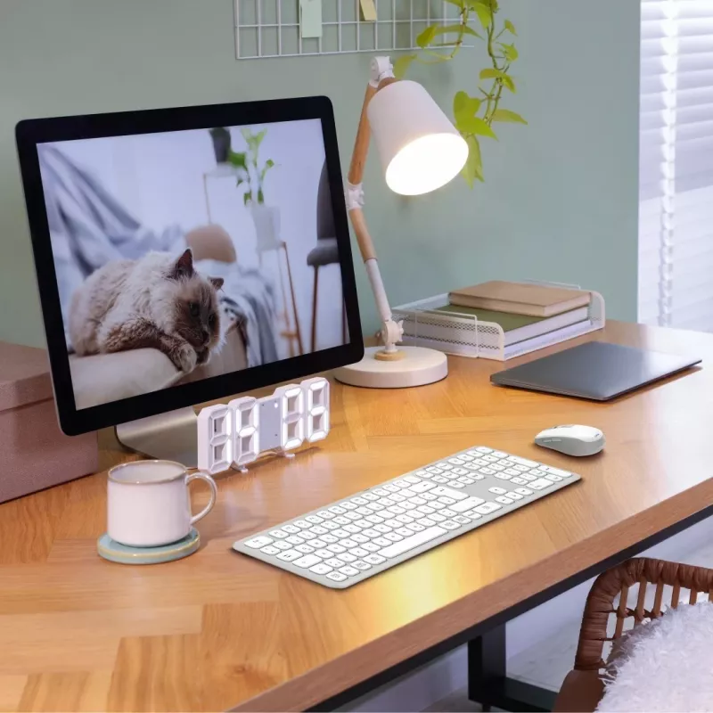 Hama WKM-550 bezvadu tastatūras un peles komplekts RF + Bluetooth, QWERTZ, pelēks/balts