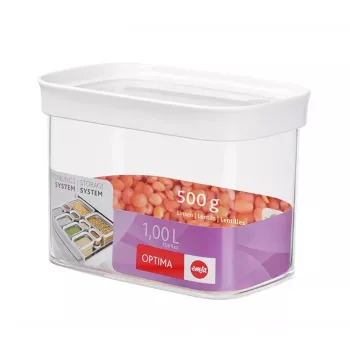 EMSA Optima 513557 Pārtikas uzglabāšanas trauks, 1 L, caurspīdīgs/baltss
