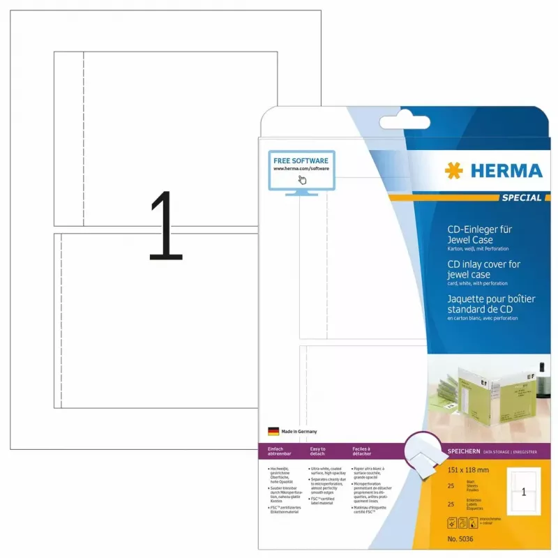 CD ieliktnis HERMA 151x118 mm