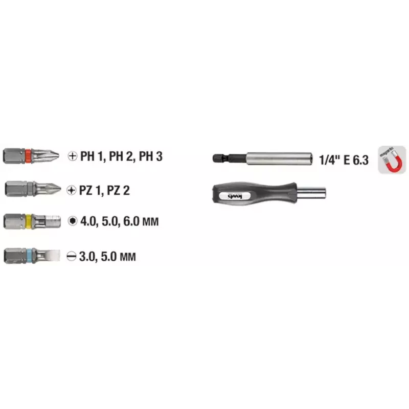 Skrūvgriežu uzgaļu komplekts KWB Industrial Steel Standard Handy Bit Box