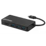 Manhattan USB-C centrmezgls ar karšu lasītāju, 3x USB-A, 5 Gbps (USB 3.2 Gen1), melns