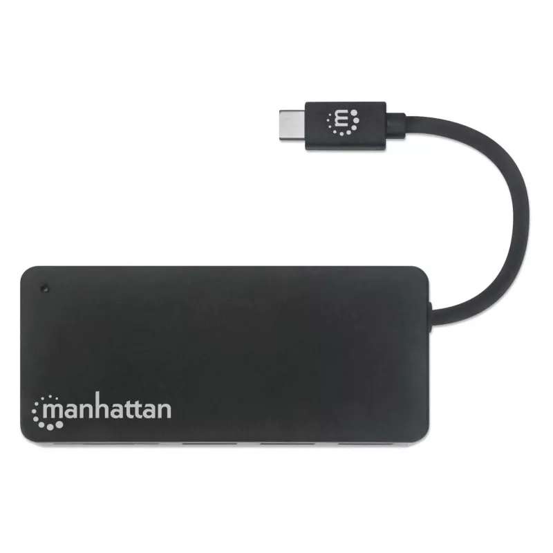 Manhattan USB-C centrmezgls ar karšu lasītāju, 3x USB-A, 5 Gbps (USB 3.2 Gen1), melns