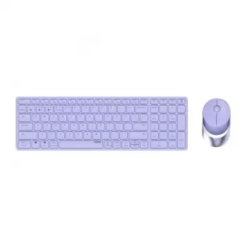 Rapoo 9750M bezvadu tastatūra un pele, Bluetooth, QWERTZ vācu, ceriņu krāsā