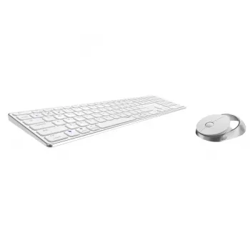 Rapoo 9850M Bezvadu tastatūra un pele, mājas birojam, RF bezvadu + Bluetooth, QWERTZ vācu izkārtojums, balta