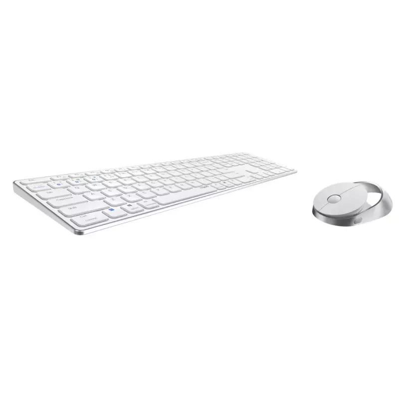 Rapoo 9850M Bezvadu tastatūra un pele, mājas birojam, RF bezvadu + Bluetooth, QWERTZ vācu izkārtojums, balta