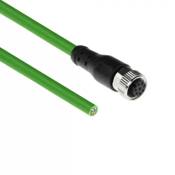 ACT Industrial sensora kabelis 5,00 m M12A 8-pin sievišķais uz brīvu galu, Ultraflex TPE, ekranēts