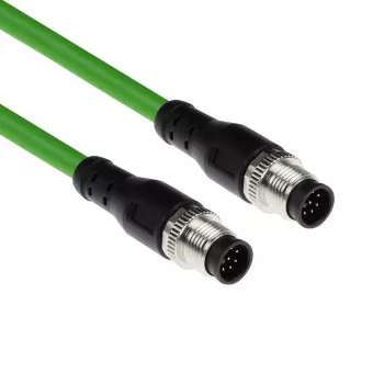 ACT Industrial sensora kabelis 1,50 m M12A 8-pin vīriešu uz M12A 8-pin vīriešu, Ultraflex TPE, ekranēts