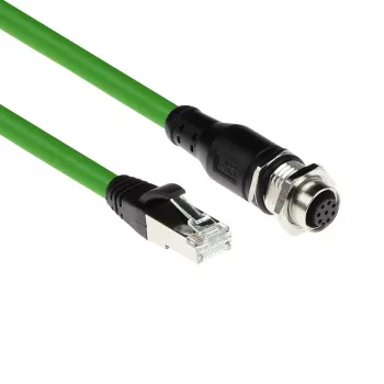 ACT Industrial sensora kabelis M12A 8-pin sievišķais uz RJ45 vīrišķo, 3 m, Ultraflex SF/UTP TPE, ekranēts