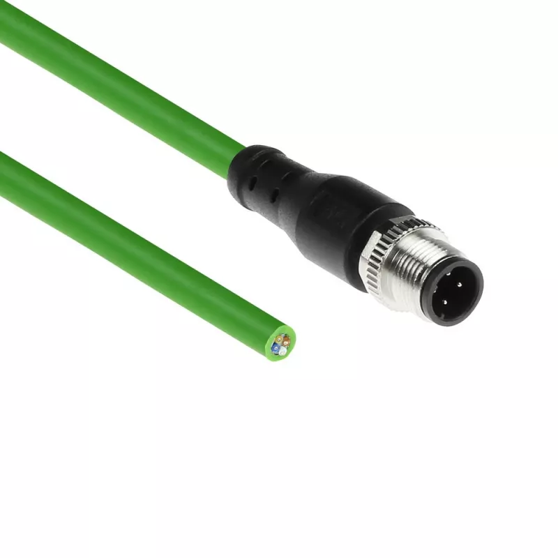 ACT Industrial sensora kabelis 3.00 m M12D 4-pin vīrišķais uz brīvu galu, Superflex Xtreme TPE, ekranēts