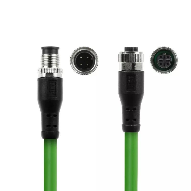 ACT Industrial sensora kabelis 3.00 m M12D 4-pin vīrišķais uz M12D 4-pin vīrišķais, Superflex Xtreme TPE, ekranēts