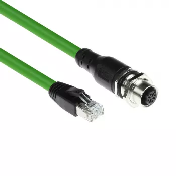 ACT Industrial sensora kabelis 3.00 m M12D 4-pin ligzda uz RJ45 spraudni, Superflex Xtreme TPE, ekranēts