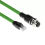 ACT Industrial sensora kabelis 5,00 m M12D 4-pin sievišķais ligzda uz RJ45 vīrišķais, Superflex Xtreme TPE, ekranēts