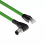 ACT Industrial sensora kabelis 3.00 m M12D 4-pin vīrišķais leņķveida uz RJ45 vīrišķo, Superflex Xtreme TPE, ekranēts