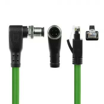 ACT Industrial sensora kabelis 5.00 m M12D 4-pin vīrišķais leņķveida uz RJ45 vīrišķo, Superflex Xtreme TPE, ekranēts
