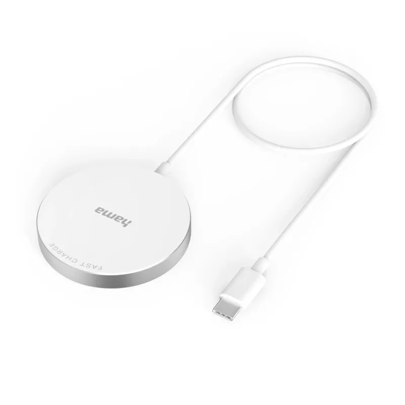 Hama MagCharge FC15 bezvadu lādētājs balts USB ātrai uzlādei