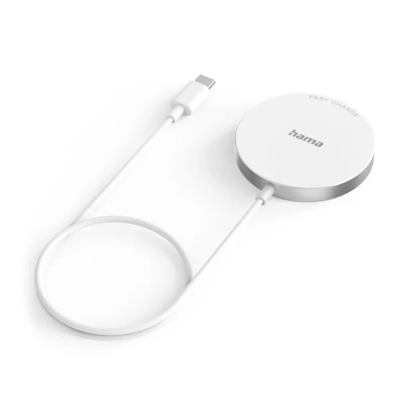 Hama MagCharge FC15 bezvadu lādētājs balts USB ātrai uzlādei
