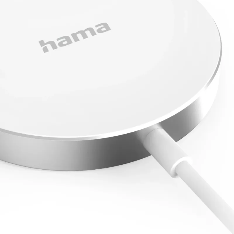 Hama MagCharge FC15 bezvadu lādētājs balts USB ātrai uzlādei