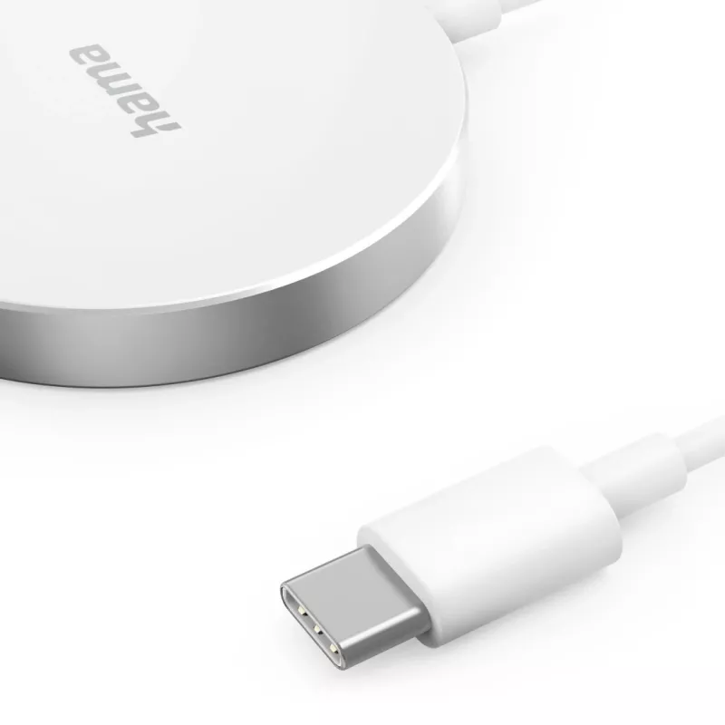 Hama MagCharge FC15 bezvadu lādētājs balts USB ātrai uzlādei