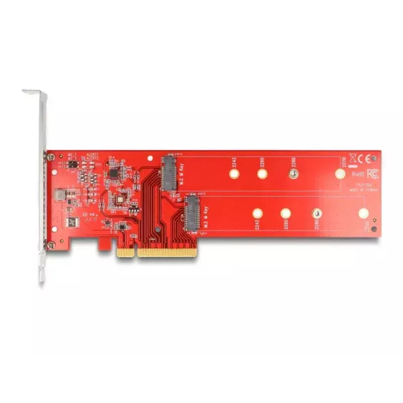 DeLOCK PCI Express x8 karte uz 2 x iekšējiem NVMe M.2 Key M 110 mm Bifurkācija Low Profile