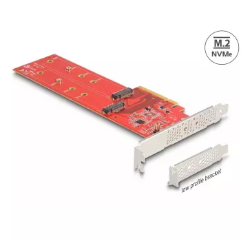 DeLOCK PCI Express x8 karte uz 2 x iekšējiem NVMe M.2 Key M 110 mm Bifurkācija Low Profile