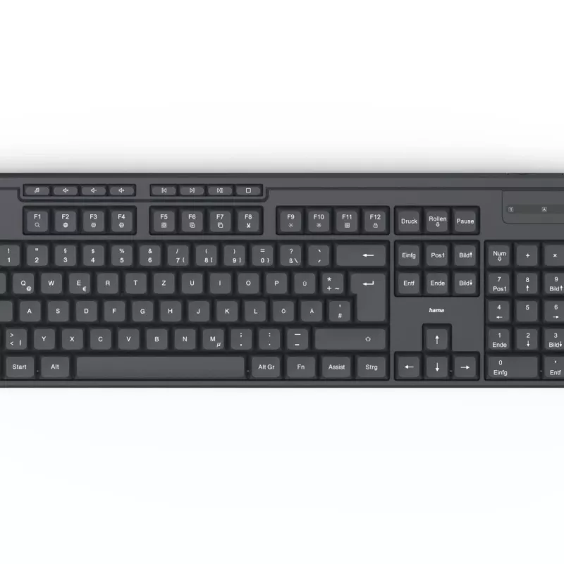 Hama WK-200 bezvadu tastatūra QWERTZ vācu izkārtojums melna