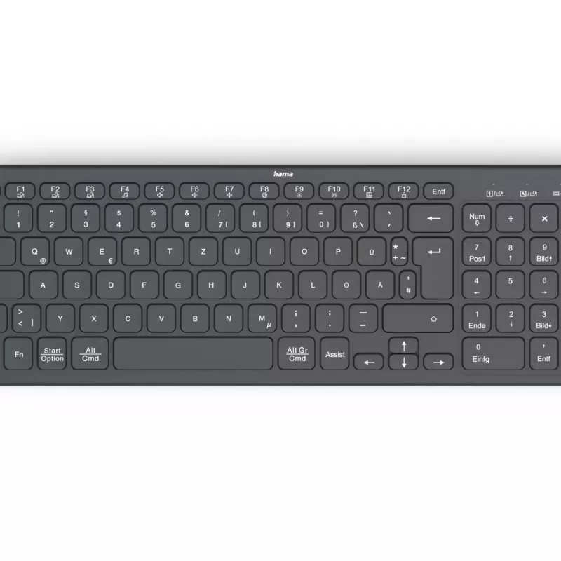 Hama WK-300 bezvadu tastatūra Home/Office RF Wireless + Bluetooth QWERTZ melna