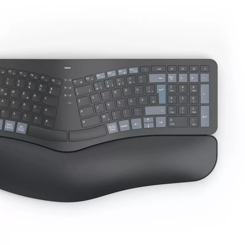 Hama WK-900 Ergo tastatūra Home/Office RF Wireless + Bluetooth QWERTZ vācu melna, zila, tumši pelēka