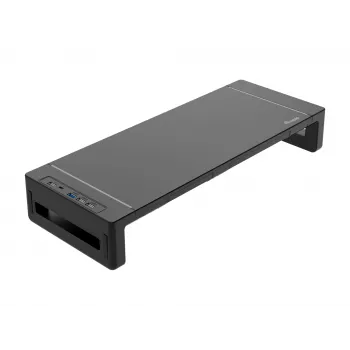Monitora statīvs EQUIP Ergonomic Monitor Stand ar USB (USB-A x4, USB-C x1), brīvi stāvošs, 25 kg, melns