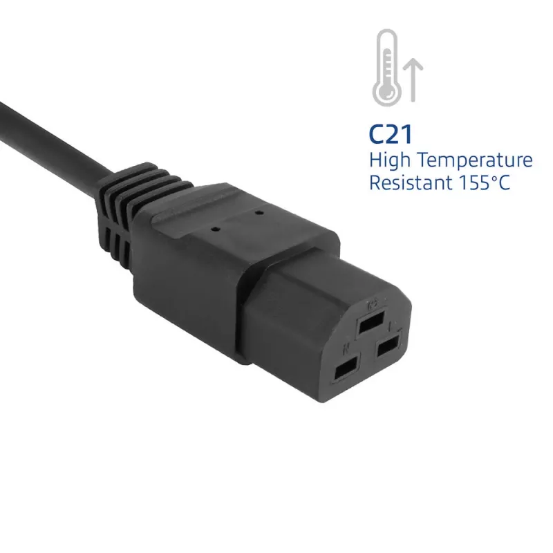 Strāvas vads ACT C14 uz C21 IEC60320, 2 m, 250 V, 10 A, melns