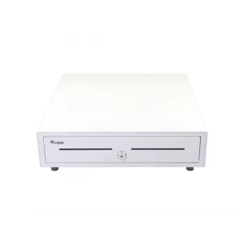 Naudas kastes atvilktne EQUIP 351011, manuāla/automātiska POS atvilktne, 4 banknošu / 8 monētu nodalījumi, metāls, balta, 420×405×110 mm