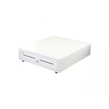 Naudas kastes atvilktne EQUIP 351011, manuāla/automātiska POS atvilktne, 4 banknošu / 8 monētu nodalījumi, metāls, balta, 420×405×110 mm