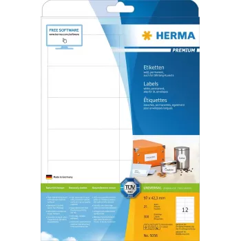 Pašlīmējošās printera etiķetes HERMA Labels Premium A4 97x42,3 mm