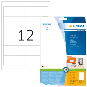 Pašlīmējošās printera etiķetes HERMA Labels Premium A4 97x42,3 mm