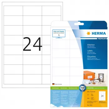 Pašlīmējošās printera uzlīmes HERMA Labels Premium A4 66x33,8 mm