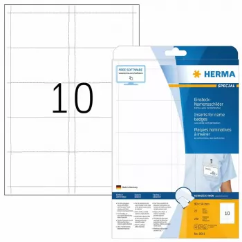 HERMA A4 vizītkaršu ieliktņi 90x54 mm balts kartons 250 gab.
