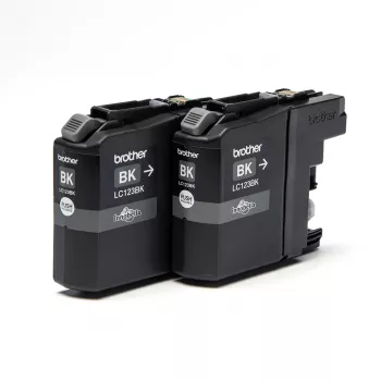 Brother LC123BK 2-pack, melna pigmenta tinte, 600 lpp., 2 iepakojums