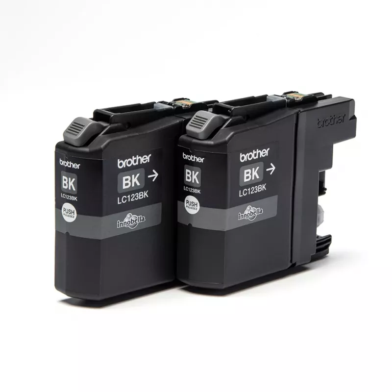Brother LC123BK 2-pack, melna pigmenta tinte, 600 lpp., 2 iepakojums