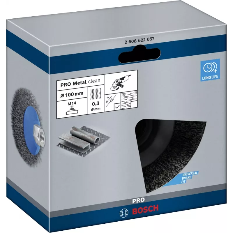 Pulēšanas birste Bosch Clean for Metal Tapered Crimped Wire, 100 mm